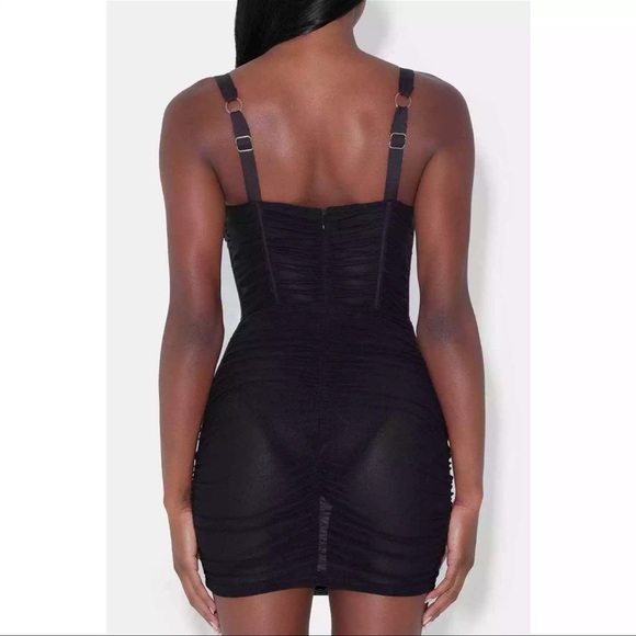 NEW Leau Black Ruched Budysuit Mini Dress - Picture 2 of 6